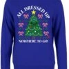 Pop Factory All Dressed Up Ladies Royal Blue Christmas Jumper -FUNKO || SUPER7 || Eurographics 17956478 1 92
