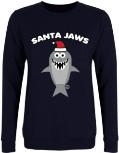 Pop Factory Santa Jaws Ladies Navy Blue Christmas Jumper