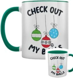 Pop Factory: Check Out My Balls - Christmas Green Inner 2-Tone Mug