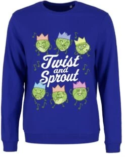Twist And Sprout Ladies Royal Blue Christmas Jumper