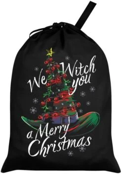 We Witch You A Merry Christmas Black Santa Sack