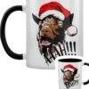 Aaah! Santa Goat Christmas Black Inner 2-Tone Mug