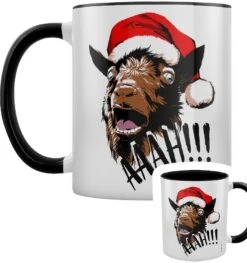 Aaah! Santa Goat Christmas Black Inner 2-Tone Mug